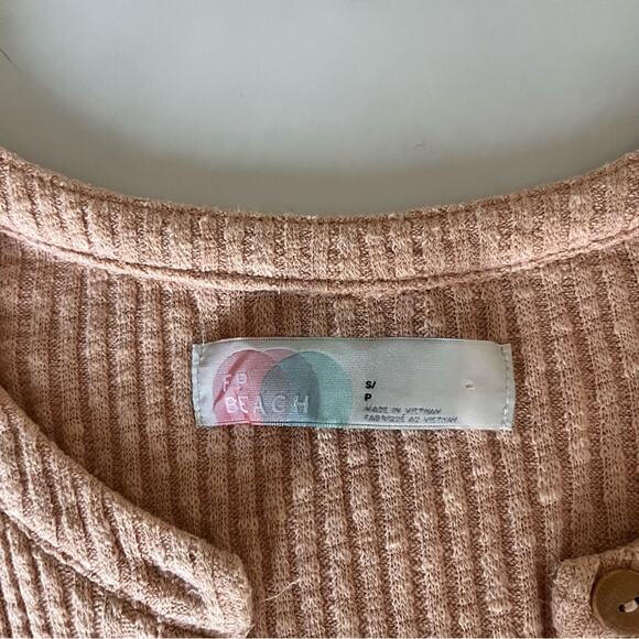 Free People Beach Blossom mini Dress Henley ribbed boho cottage core peach Sz S - Picture 3 of 10